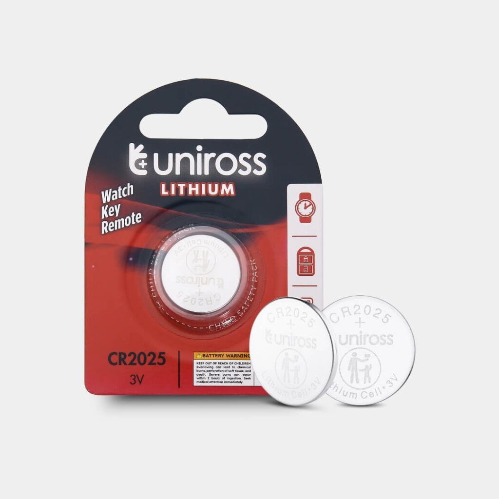 Uniross U1CR2025, Engangsbatteri, CR2025, Lithium, 3 V, 1 stk, Sølv