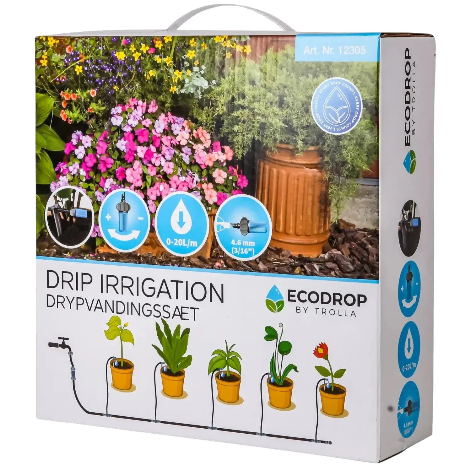 TROLLA Droppsystem 1 t/5 burkar, Ecodrop | Trädgården - Bevattning av trädgårdar - Bevattningssystem | GameStuff