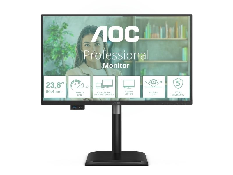 Aoc 24P4cv, 60,5 Cm (23.8"), 1920 X 1080 Pixel, Full Hd, Led, 4 Ms, Schwarz