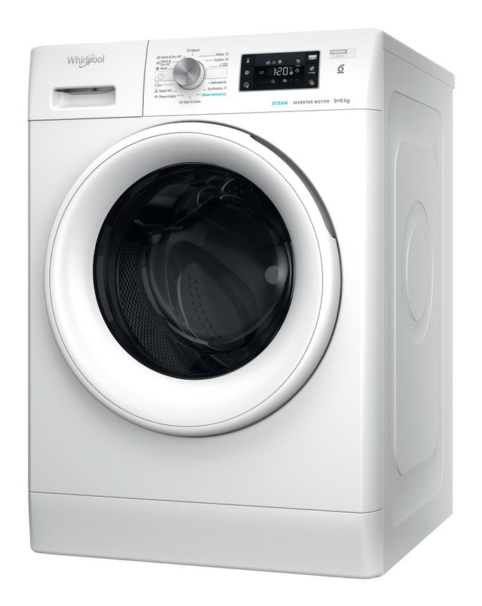 Whirlpool FFWDB 964489 WV EE, Front-læsning, Fritstående, Hvid, Venstre, Dreje, Berøring, 6 kg