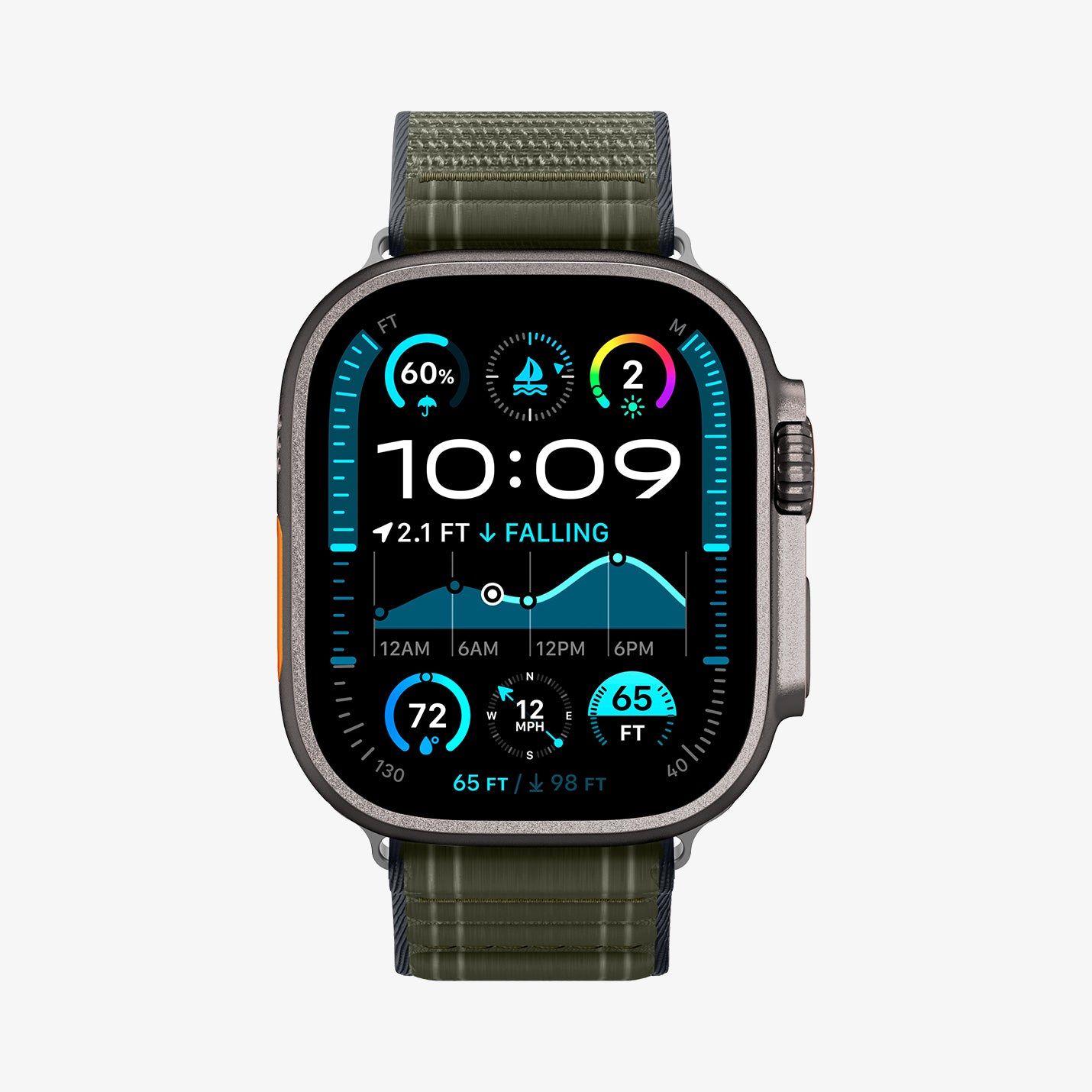 Spigen Wbf0, Band, Smartwatch, Grøn, Apple, Apple Watch (44/45Mm), Apple Watch 10/11 (46Mm), Apple Watch Ultra (49Mm), Nylon
