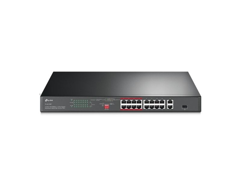 Tp-Link 16-Port 10/100 Mbps + 2-Port Gigabit Rackmount Switch Mit 16-Port Poe+, Unmanaged, Gigabit Ethernet (10/100/1000), Power Over Ethernet (Poe),