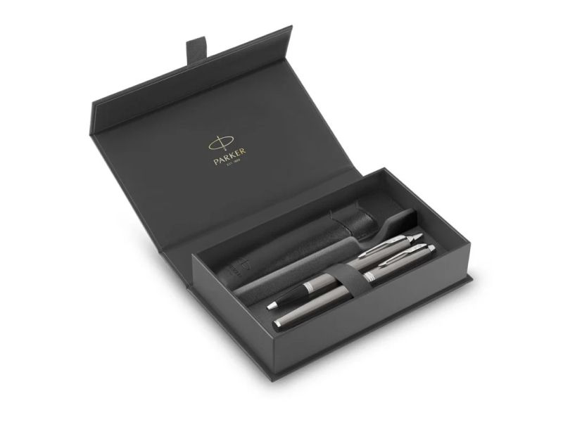 Parker Duo Set Im Kugelschreiber + Füllfederhalter Chrom/Schwarz