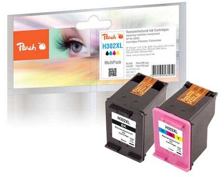 Peach 319617 Tintenpatrone Kompatibel Mit Hp 302Xl, 2Er-Pack, Schwarz/Farbe