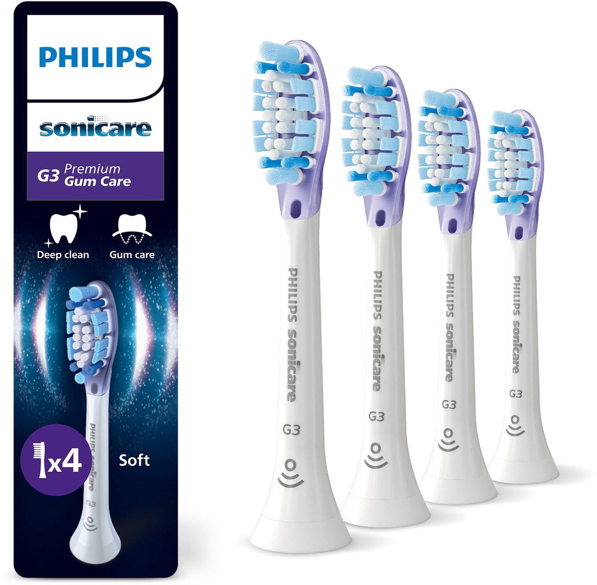 Philips Sonicare G3 Premium Gum Care HX9054 - ekstra børstehoveder til eltandbørste, hvid (4-pak)