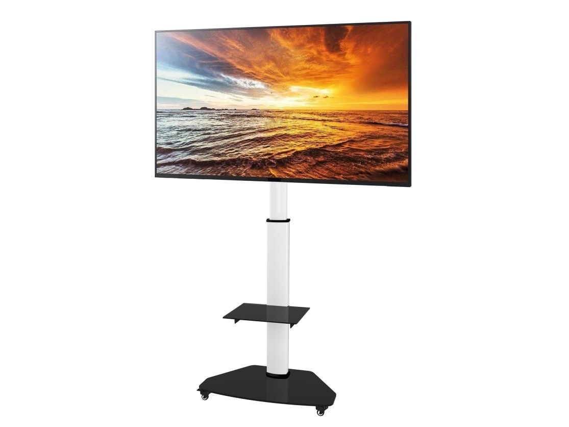 TECHly ICA-TR3WH - Vogn med hjul - for fladt panel/AV-udstyr - hærdet glas - hvid - skærmstørrelse: 37-70