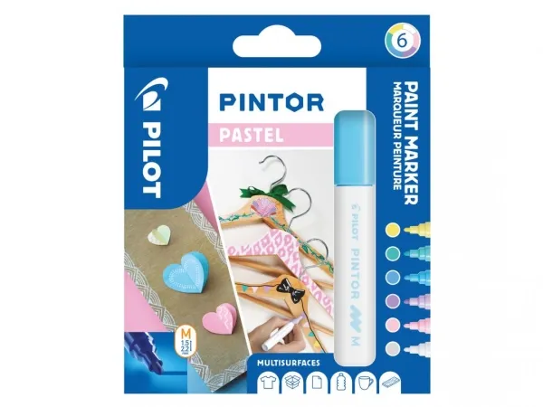 Marker Pilot Pintor Pastel Mix Medium 1,4 mm - med 6 stk. ass. farver
