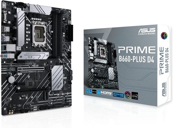 Asus Prime B660-Plus D4, Intel, Lga 1700, Intel Celeron , Intel Core I3, Intel Core I5, Intel Core I7, Intel Core I9,..., Lga 1700, Ddr4-Sdr