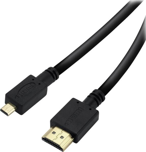 Vivanco VVVHDMI15MICRO, 1,5 m, HDMI Type A (Standard), HDMI Type D (Micro), Sort