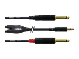 Cordial CFY 1.5 WPP, 2 x 6.35mm, Hanstik, 3.5mm, Hanstik, 1,5 m, Sort