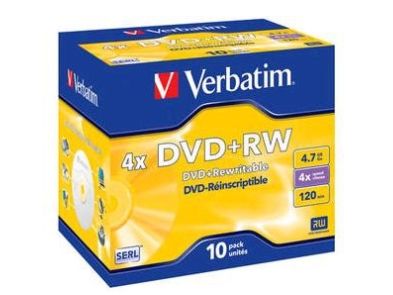 Verbatim - 10 x DVD+RW - 4.7 GB (120min) 4x - sølvmatteret - cd-boks