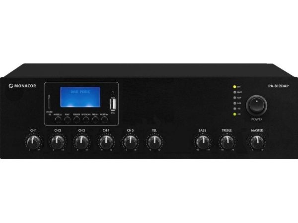 Monacor PA-812DAP Mono PA-forstærker – 120W med DAB+ og Bluetooth