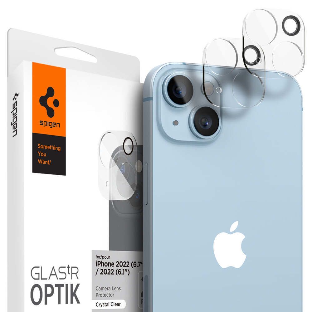 Spigen GLAStR Optik Camera Lens Protector - Kamerainsel-Schutz (2er-Pack) für das Apple iPhone 14 / 14 Plus - Transparent - Image 4