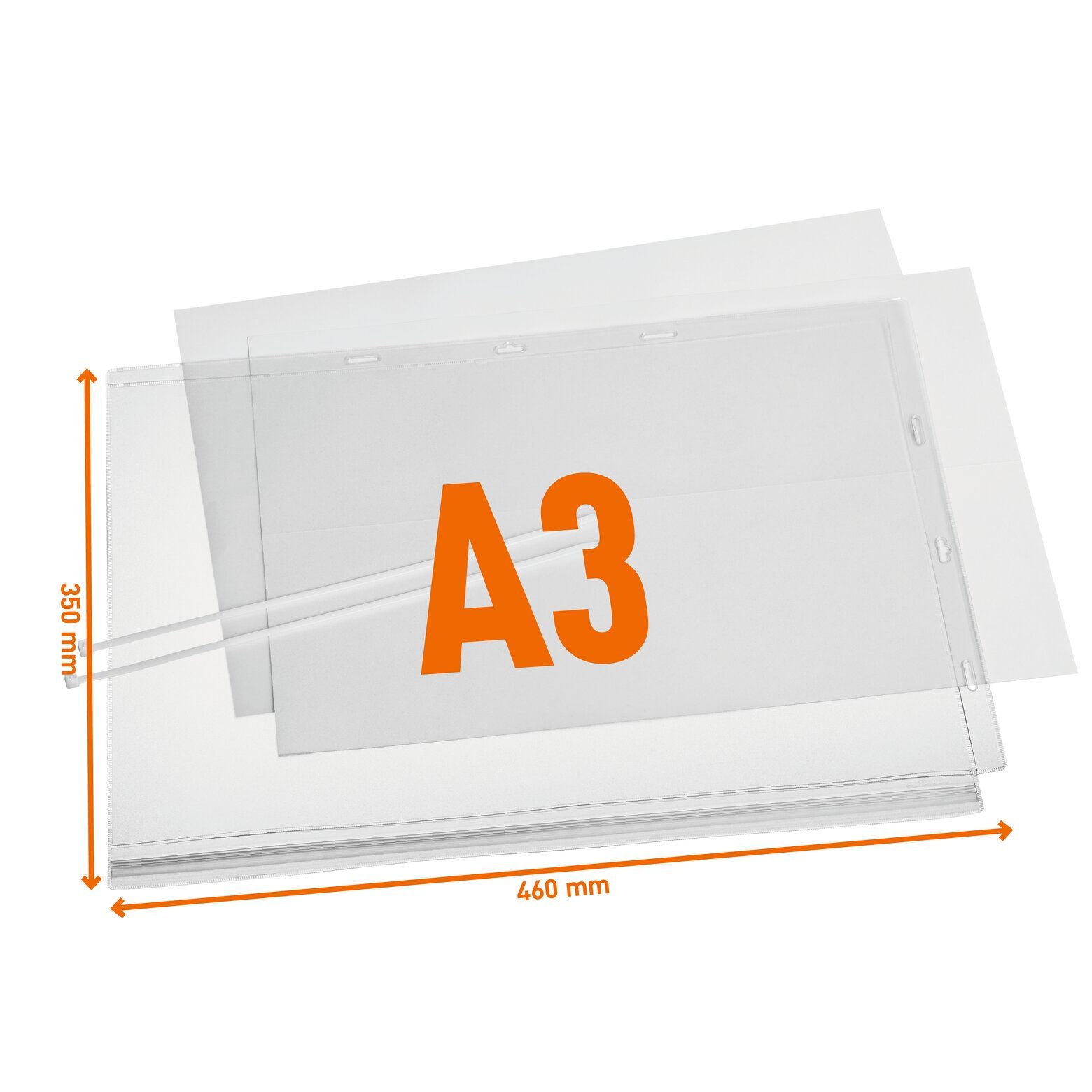 Vandtæt infolomme A3 med kabelbindere til montering - 5 stk./pakke