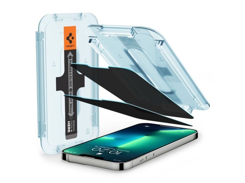 Spigen Schwarz Displayschutzfolie Privacy Glastr Ez Fit Für Apple Iphone 14 Plus / 13 Pro Max, Gehärtetes Glas, Vollverklebung, Set 2 Stück Agl03378 - Image 6