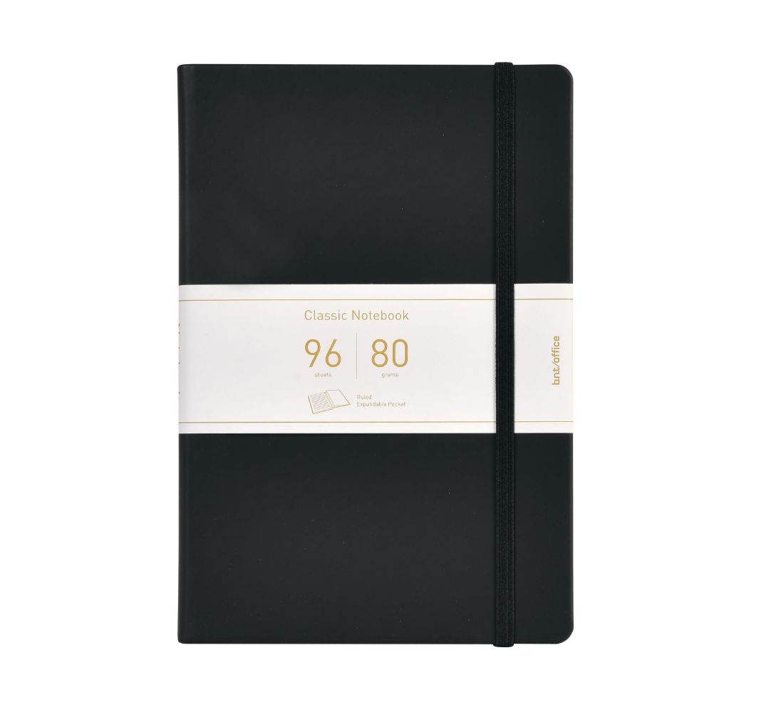 B.N.T 513110, Monokromatisk, Sort, A5, 96 ark, 80 g/m², Linieret papir