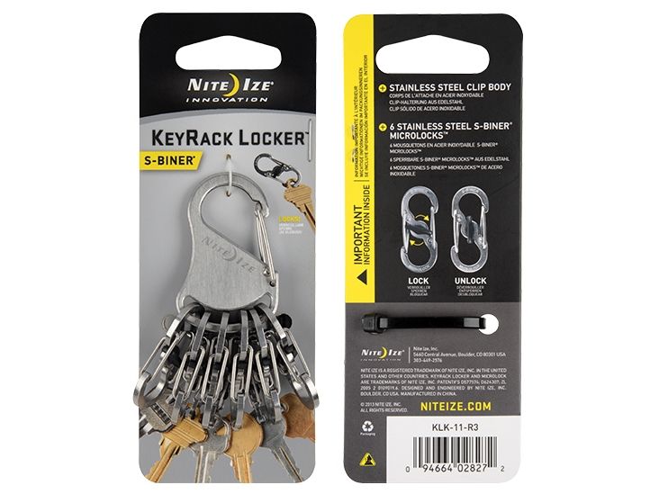 Nite Ize Keyrack Locker, Schlüsselkarabinerhaken, Edelstahl, Edelstahl, 39,1 Mm, 78,1 Mm, 37 G