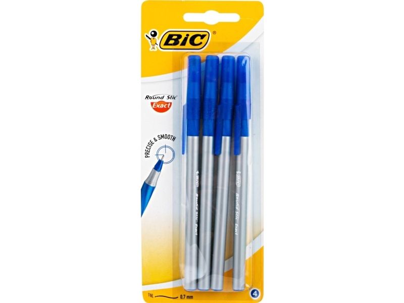 Bic Round Stic Exact, Clip, Stick-Kugelschreiber, Blau, 4 Stück(E), Fein