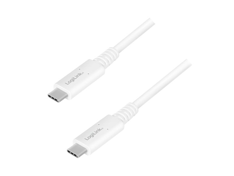 USB 4 Gen 3 Type-C cable, C/M to USB-C/M, PD, AV, white, 0.8 m