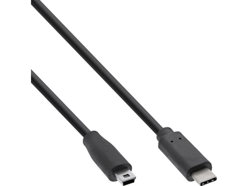 Inline Usb 2.0 Kabel, Usb-C Stecker An Mini-B Stecker, Schwarz, 1,5M, 1,5 M, Usb C, Mini-Usb B, Usb 2.0, Stecker/Stecker, Schwarz