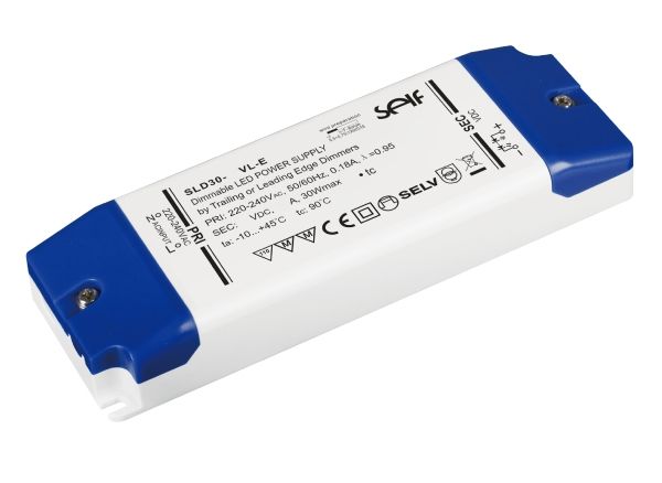 SELF Electronics SLD30-24VL-E, 30 W, IP20, 30000 t, -20 - 45 °C, 220 - 240 V, 50/60 Hz