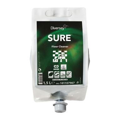 Gulvrengøring Sure Flydende Floor Cleaner Id 1,5 Ltr. Uden Parfume - Plantebaseret - (2 Poser X 1,5 Ltr.)