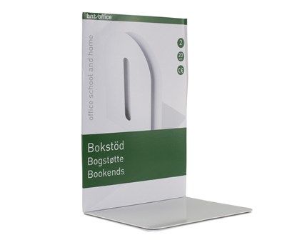 Bogstøtte Metal, 20X14x11 Cm, Hvid, Pakke A 2 Stk.