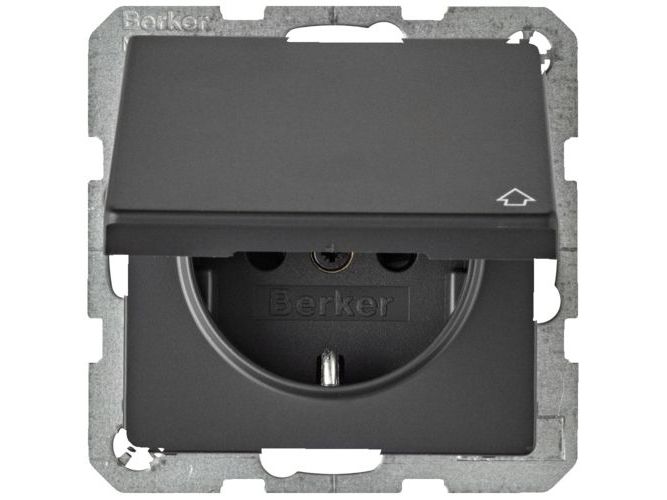 Berker 47516076, Typ F, Anthrazit, Termoplast, Ip20, 250 V, 16 A