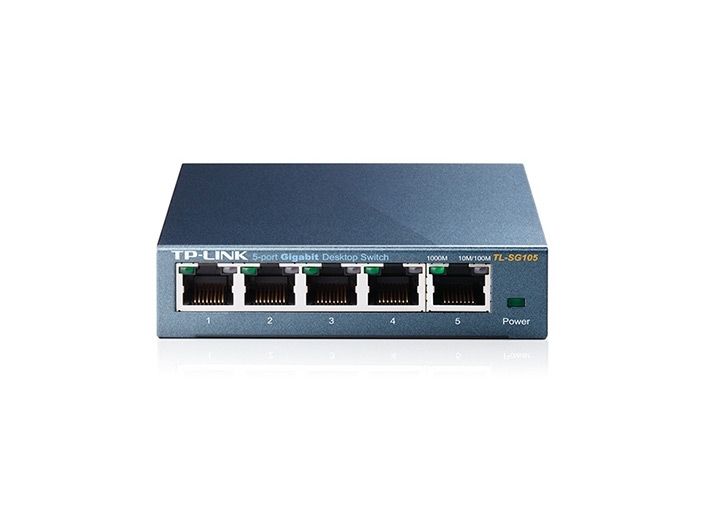 Tp-Link Tl-Sg105 5-Port Metal Gigabit Switch - Switch - Unmanaged - 5 X 10/100/1000 - Desktop (Tl-Sg105)