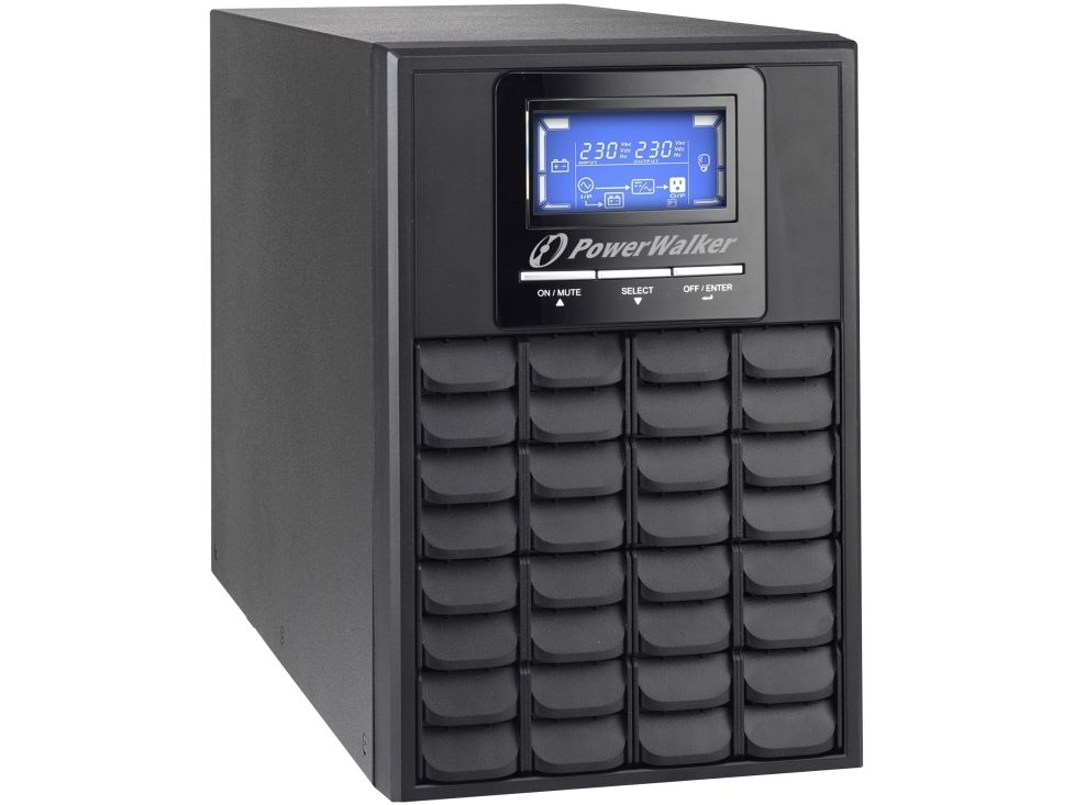 Powerwalker Vfi 1000C Lcd - Ups - 800 Watt - 1000 Va - 9 At - Rs-232, Usb - Output-Stikforbindelser: 3 - Pfc - Sort
