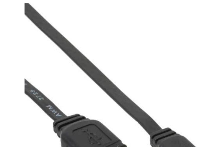 Inline Usb 2.0 Flachkabel, Usb A St An Mini-B St (5Pol.), Schwarz, 5M, 5 M, Usb A, Mini-Usb B, Usb 2.0, Stecker/Stecker, Schwarz