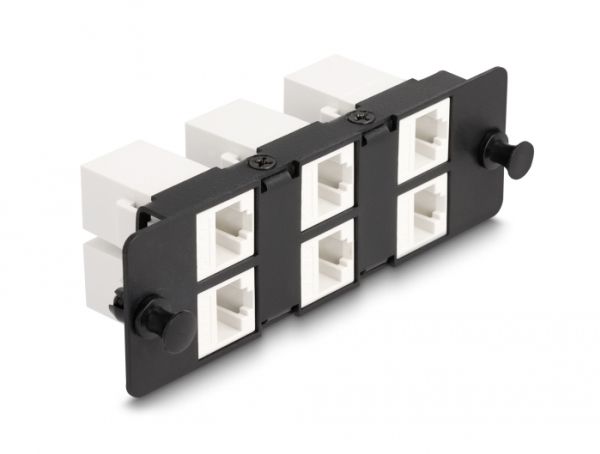 Delock 66996 Keystone-Patchpanel, 6 Port, Cat 6A, 1U, 19", Schwarz