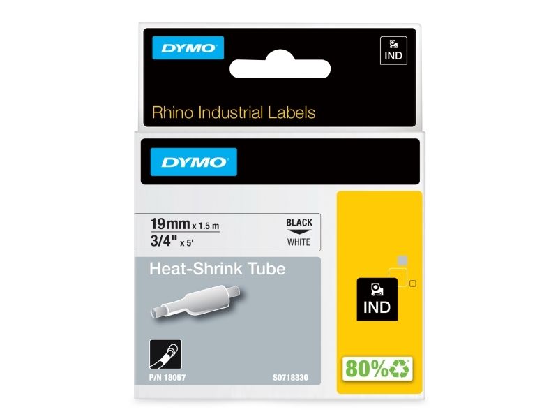 DYMO RhinoPRO Heat shrink tubing - Polyolefin - hvid - Rulle (1,9 cm x 1,5 m) 1 rulle(r) hylstre - for Rhino 4200, 6000, 6000 Hard Case Kit