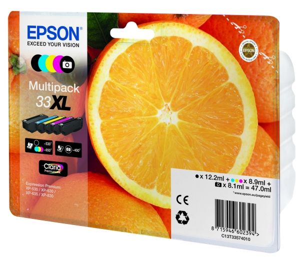Epson 33XL Multipack - 5-pack - XL - svart, gul, cyan, magenta, fotosort - original - blister - blekkpatron - for Expression Home XP-635, 830  Expression Premium XP-530, 540, 630, 635, 640, 645, 830, 900