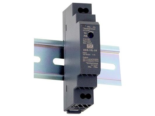 Mean Well Ddr-15L-24 Hatskinne-Dc/Dc-Omformer (Din-Rail) 24 V/Dc 0.63 A 15 W Antal Udgange:1 X Indhold 1 Stk