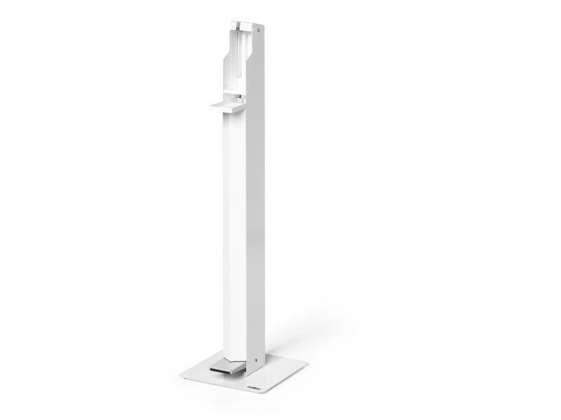 DURABLE desinfektionsmiddeldispenser med fodpedalfod, hvid