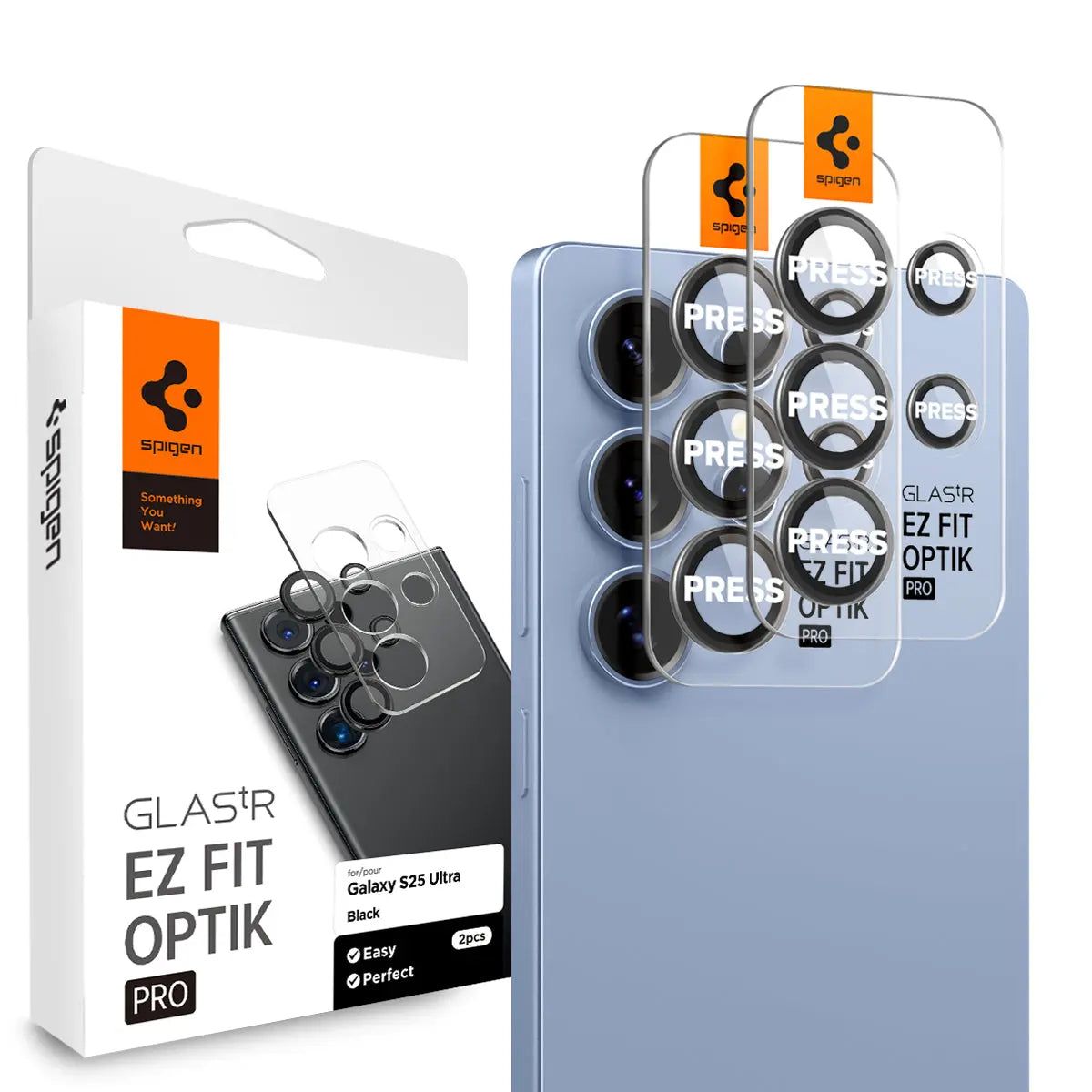Spigen Schwarz Schutzfolie Für Die Rückkamera Glastr Ez Fit Optik Pro Hd Für Samsung Galaxy S25 Ultra S938, Gehärtetes Glas, Set Mit 2 Stück, - Image 4