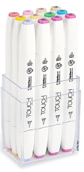 Touch Brush Marker 12 Stk. Pastel Farver Pensel Medium Kantet Spids Perfekt Til Cozy Coloring