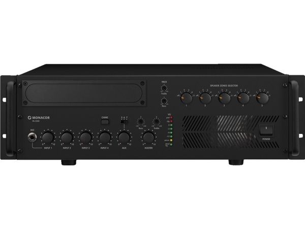 Monacor PA-5240, 5.0 kanaler, 240 W, 1%, 80 dB, Klemmeterminaler, Vekselstrøm
