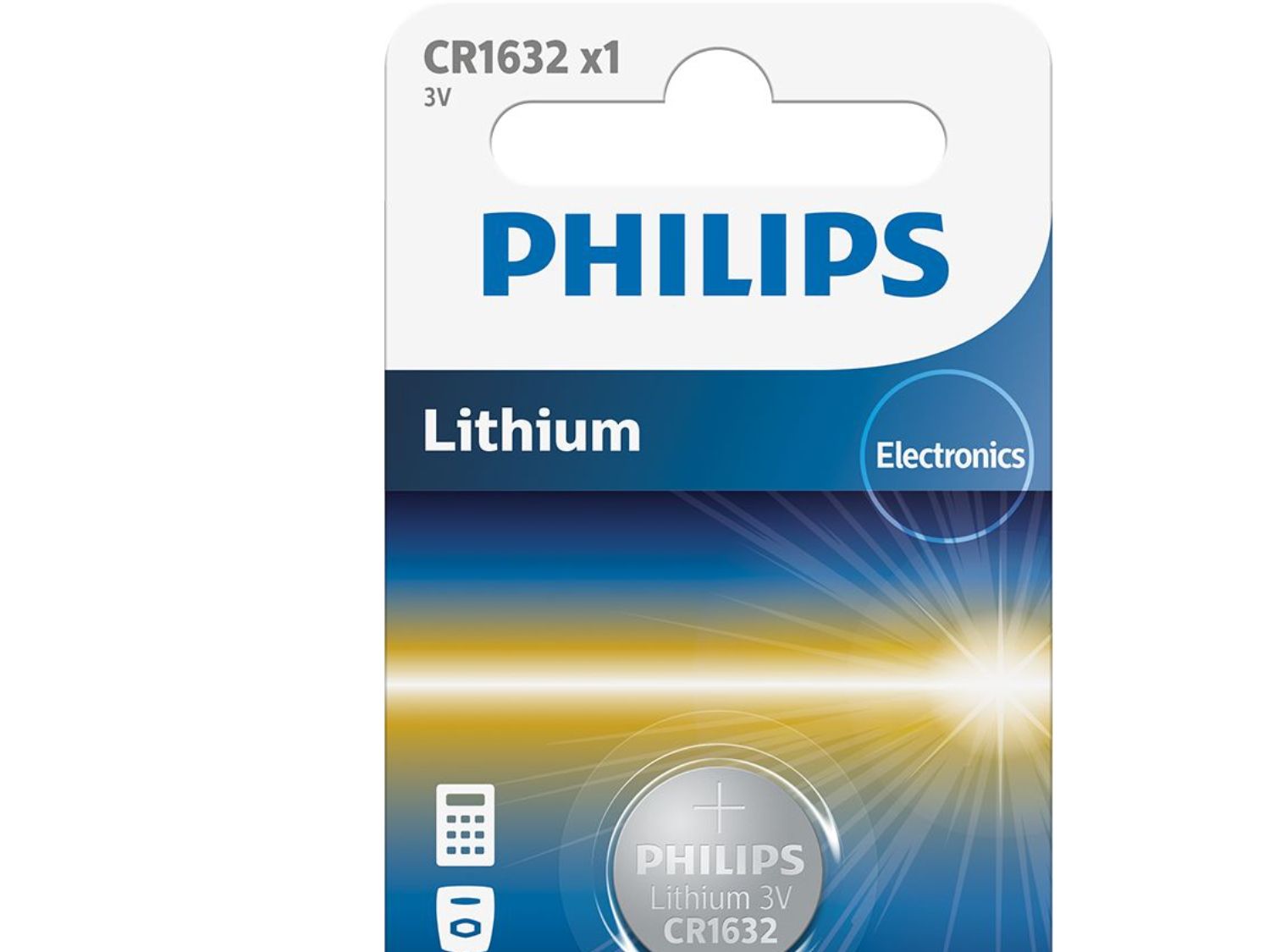 Philips Minicells Batteri CR1632/00B, Engangsbatteri, CR1632, Lithium, 3 V, 1 stk, 120 mAh