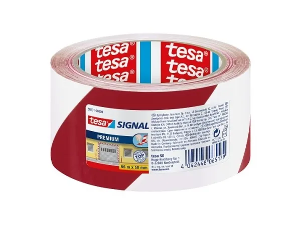 Advarselstape tesa premium, 50 mm x 66 m, röd/hvid | Papper & Emballage - Förpackningstejp - Förpackningstejp | GameStuff