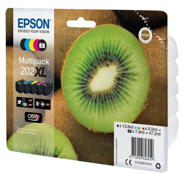 Epson Multipack 202XL - 5-pack - hög kapacitet - svart, gul, cyan, magenta, foto-svart - original - blister - bläckpatron - för Expression Premium XP-6000, XP-6005, XP-6100, XP-6105 | Skrivare - Bläck, toner & förbrukningsvaror - Bläck | GameStuff