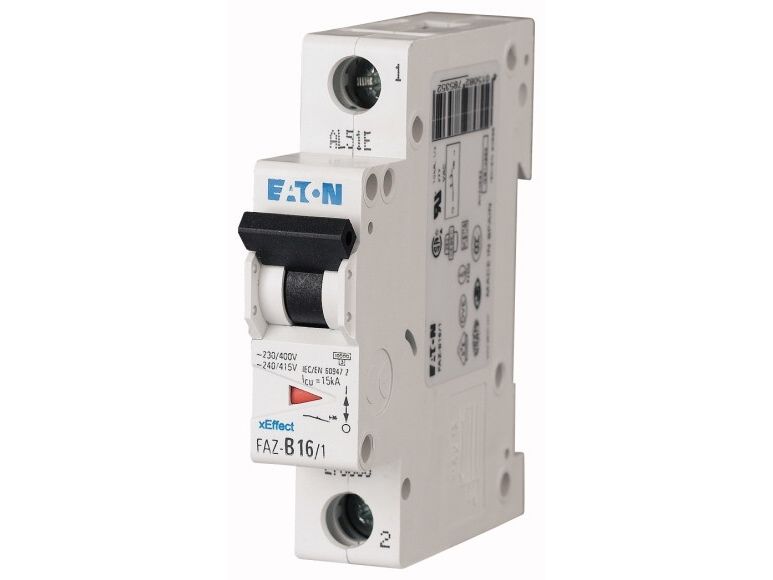 EATON Automatsikring - MCB 10A C karakteristisk, 1 polet, 10kA kortslutningsbrydeevne, 230v AC, , 18mm bred