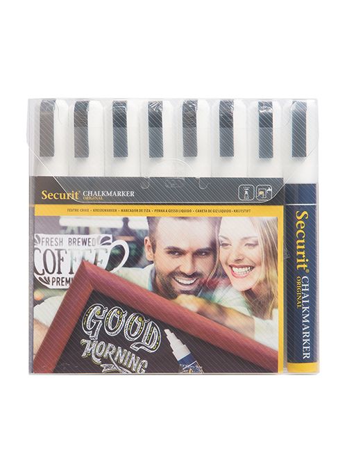 Securit® original kridtmarker sæt på otte i hvid - (12 stk.)