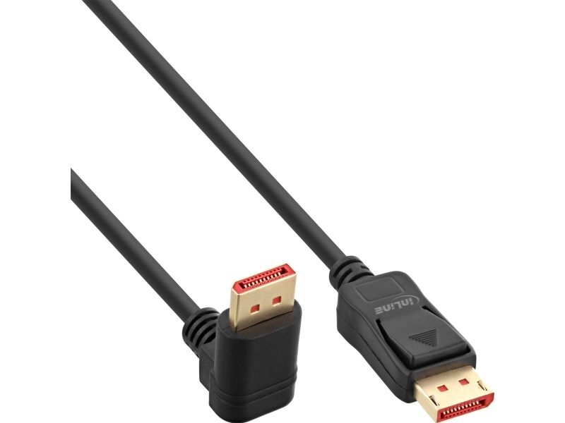 Inline Displayport 1.4 Kabel, 8K4k, Nach Unten Gewinkelt, Schwarz/Gold, 3M, 3 M, Displayport, Displayport, Stecker, Stecker, Schwarz