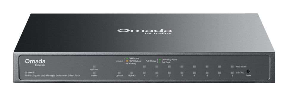 Tp-Link Omada Es210gp Netværksswitch 10-Port Gigabit, 8 Poe+-Porte, 63 W