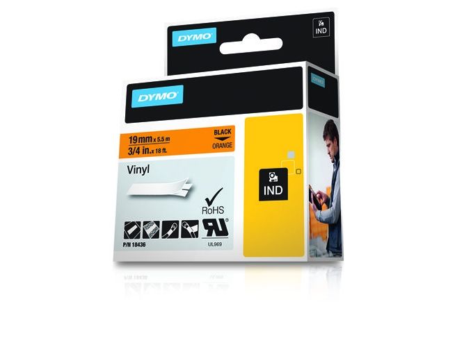Dymo Rhinopro - Vinyl - Permanent Klæbemiddel - Orange - Roll (1.9 Cm X 5.5 M) 1 Kassette Tape - For Dymo Ilp219 Rhino 4200, 6000, 6000 Hard Case
