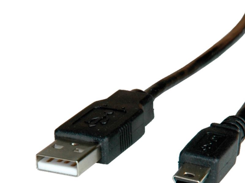 Roline 11.02.8708, 0,8 M, Mini-Usb B, Usb A, Usb 2.0, Hanstik/Hanstik, Sort