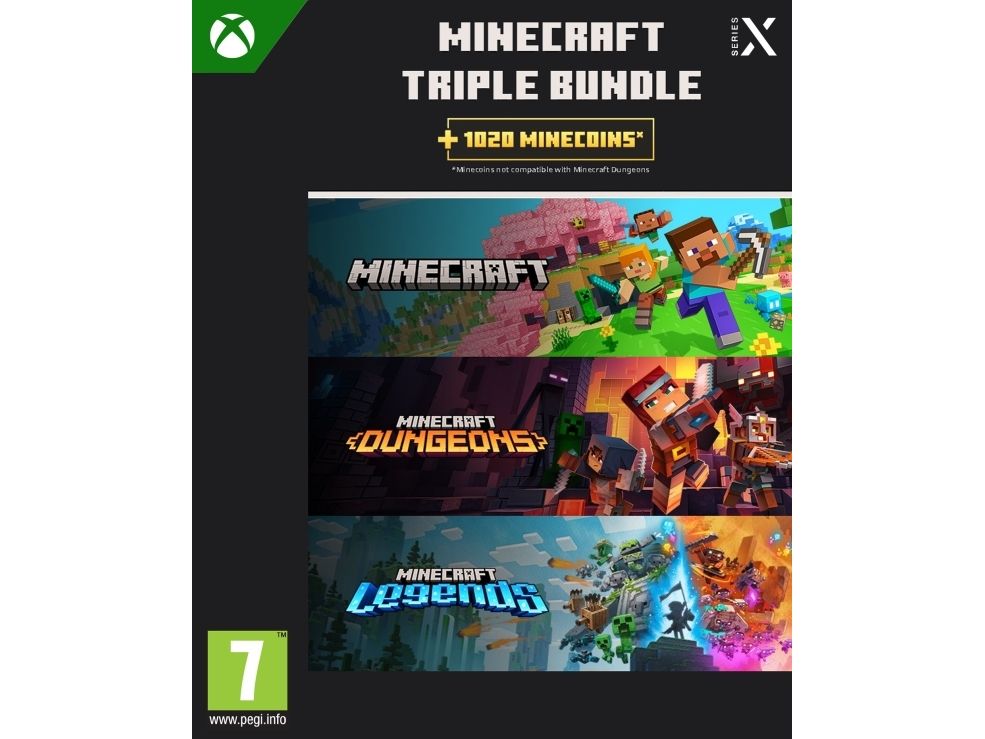 Microsoft Minecraft Triple Bundle (XSX), Xbox One/One S/Series X/S, Multiplayer-tilstand, A10+ (alle 10+), Download