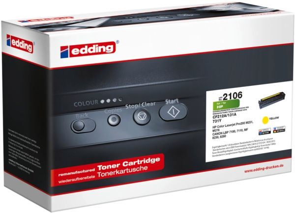 Edding Edd-2106 Tonere Single Ersetzt Canon, Hp 131A (Cf212a) Gelb 1800 Seiten Kompatible Tonerkartusche